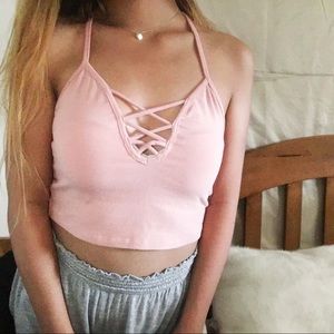 pink crop top